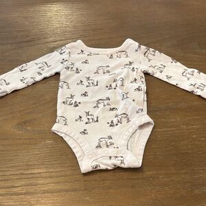 Charming White Animal Print Baby Bodysuit